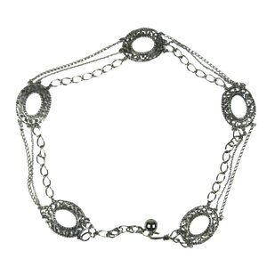 Vintage Silver Tone Multi Strand Chain Belt Festoon Oval Links 32 inch